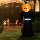 Aufblasbarer Horror Kürbismann, 210 cm mit LED-Beleuchtung. Halloween Deko Luftfigur