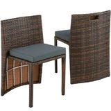 Polyrattan Sitzgruppe 2er Set mit Tisch. Bistrotisch, Bistroset. platzsparend ineinander zu schieben. 3 Farben.