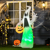 Aufblasbares großes Gespenst Nr. 1 mit Kürbis, 180 cm mit LED-Beleuchtung. Halloween Deko Luftfigur
