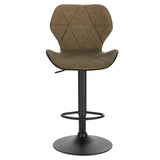 Leder-Barhocker GEOMET mit Lehne und schwarzem Gestell. Viele Farben. Höhenverstellbar mit Gasdruckfeder.
