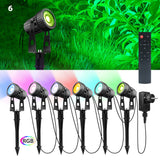 LED RGB Color Gartenlicht 6er Set mit Gartenspieß. 4 x 3 Watt Farbige LED-Licht. Fernbedienung