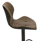 Leder-Barhocker GEOMET mit Lehne und schwarzem Gestell. Viele Farben. Höhenverstellbar mit Gasdruckfeder.