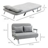 Schlafsofa Doppelsofa hellgrau 111 cm breit, mit Armlehne Schlafsessel Gästebett Klappbett