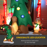 Aufblasbarer Weihnachtsbaum Weihnachtsmann 223 cm mit Hund und Teddy IP44 LED Selbstaufblasend