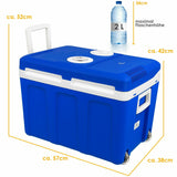 40 Liter Kühlbox, mobile Kühltruhe, Mini-Kühlschrank 12 Volt / 230 Volt - Softrollen-Fahrwerk