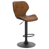 Leder-Barhocker GEOMET mit Lehne und schwarzem Gestell. Viele Farben. Höhenverstellbar mit Gasdruckfeder.