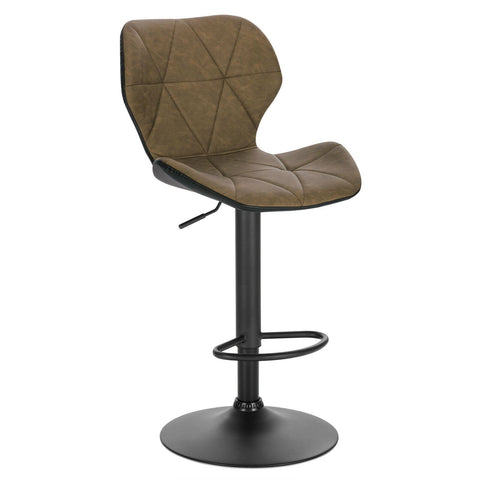 Leder-Barhocker GEOMET mit Lehne und schwarzem Gestell. Viele Farben. Höhenverstellbar mit Gasdruckfeder.