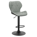 Leder-Barhocker GEOMET mit Lehne und schwarzem Gestell. Viele Farben. Höhenverstellbar mit Gasdruckfeder.