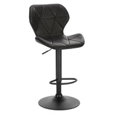 Leder-Barhocker GEOMET mit Lehne und schwarzem Gestell. Viele Farben. Höhenverstellbar mit Gasdruckfeder.