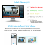 Überwachungskamera 4 Livebild Kamera Set mit 31 cm Monitor. 5 Megapixel. Schwenkbar. App.
