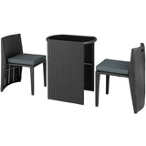 Polyrattan Sitzgruppe 2er Set mit Tisch. Bistrotisch, Bistroset. platzsparend ineinander zu schieben. 3 Farben.