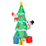 Aufblasbarer Tannenbaum mit Nikolaus und Schneemann, 210 cm mit LED-Beleuchtung. Weihnachten Deko Luftfigur