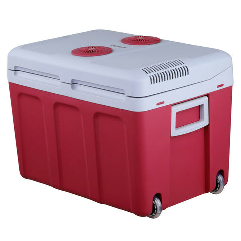 40 Liter Kühlbox, mobile Kühltruhe, Mini-Kühlschrank 12 Volt / 230 Volt - Softrollen-Fahrwerk