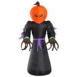 Aufblasbarer Horror Kürbismann, 210 cm mit LED-Beleuchtung. Halloween Deko Luftfigur