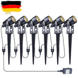 LED Gartenlicht 6er Set mit Gartenspieß. 6 x 3 Watt LED-Licht. Warmweiß.