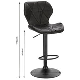 Leder-Barhocker GEOMET mit Lehne und schwarzem Gestell. Viele Farben. Höhenverstellbar mit Gasdruckfeder.
