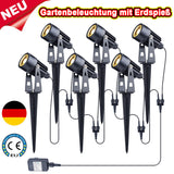 LED Gartenlicht 6er Set mit Gartenspieß. 6 x 3 Watt LED-Licht. Warmweiß.