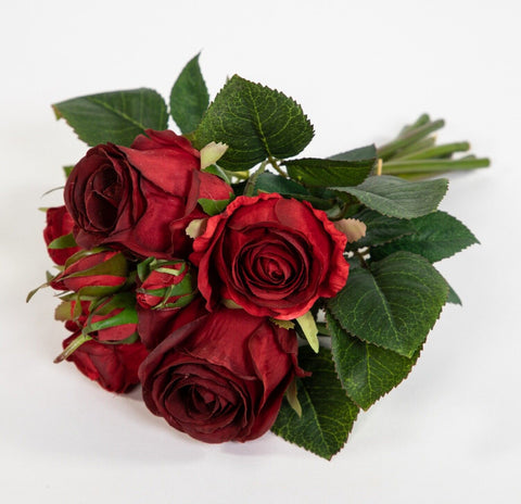 Rosenbund Rosenstrauß 28 cm, rot. 5 Rosenblüten