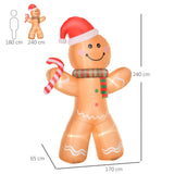 Aufblasbarer Lebkuchenmann, 240 cm mit LED-Beleuchtung. Weihnachten Deko Luftfigur