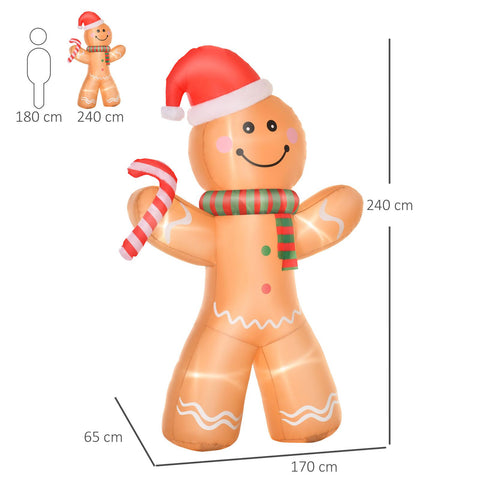 Aufblasbarer Lebkuchenmann, 240 cm mit LED-Beleuchtung. Weihnachten Deko Luftfigur