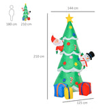 Aufblasbarer Tannenbaum mit Nikolaus und Schneemann, 210 cm mit LED-Beleuchtung. Weihnachten Deko Luftfigur