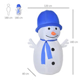 Aufblasbarer Schneemann mit Drehlichtern, 180 cm mit LED-Beleuchtung. Weihnachten Deko Luftfigur