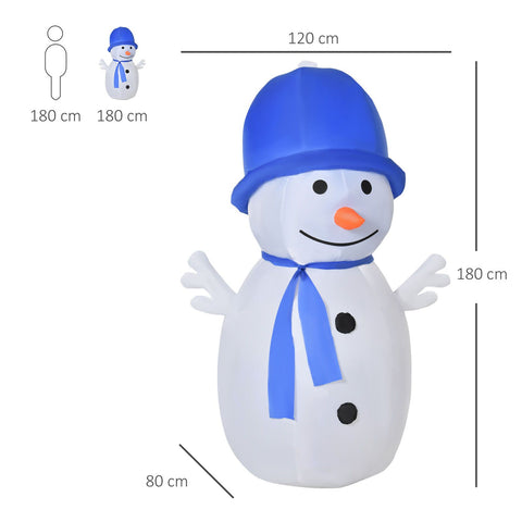 Aufblasbarer Schneemann mit Drehlichtern, 180 cm mit LED-Beleuchtung. Weihnachten Deko Luftfigur