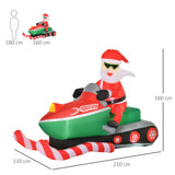 Aufblasbarer Weihnachtsmann auf Snowmobil 1,6 m Nikolaus Santa LED IP44 Polyester