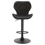 Leder-Barhocker GEOMET mit Lehne und schwarzem Gestell. Viele Farben. Höhenverstellbar mit Gasdruckfeder.
