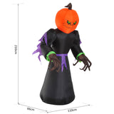 Aufblasbarer Horror Kürbismann, 210 cm mit LED-Beleuchtung. Halloween Deko Luftfigur