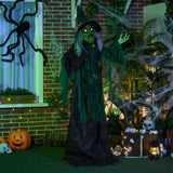 Lebensgroße Hexe 183cm Halloween Dekoration mit LED-Leuchte, Soundfunktion