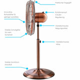 Standventilator Ø40 cm Luftkühler Ventilator 60W Lüfter Metall Chrom, Kupfer oder Schwarzmetall