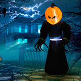 Aufblasbarer Horror Kürbismann, 210 cm mit LED-Beleuchtung. Halloween Deko Luftfigur