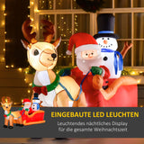 Aufblasbarer Weihnachtsmann mit Schneemann auf Schlitten, 128 cm mit LED-Beleuchtung. Weihnachten Deko Luftfigur
