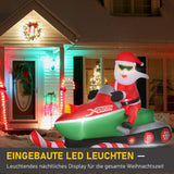 Aufblasbarer Weihnachtsmann auf Snowmobil 1,6 m Nikolaus Santa LED IP44 Polyester