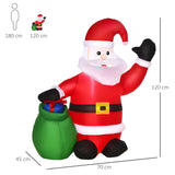 Aufblasbarer Weihnachtsmann mit Geschenksack, 120 cm mit LED-Beleuchtung. Weihnachten Deko Luftfigur