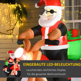 Aufblasbarer Weihnachtsmann auf Motorrad, 150 cm mit LED-Beleuchtung. Weihnachten Deko Luftfigur