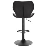 Leder-Barhocker GEOMET mit Lehne und schwarzem Gestell. Viele Farben. Höhenverstellbar mit Gasdruckfeder.