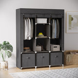 Stoffschrank, Faltschrank 1,63 Meter Höhe mit Reißverschluss, Kleiderschrank, Dunkelgrau