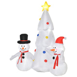 Aufblasbarer weißer Weihnachtsbaum mit Schneemännern, 185 cm mit LED-Beleuchtung. Weihnachten Deko Luftfigur