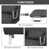 Schlafsofa Doppelsofa dunkelgrau 111 cm breit, mit Armlehne Schlafsessel Gästebett Klappbett