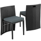 Polyrattan Sitzgruppe 2er Set mit Tisch. Bistrotisch, Bistroset. platzsparend ineinander zu schieben. 3 Farben.