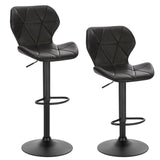 Leder-Barhocker GEOMET mit Lehne und schwarzem Gestell. Viele Farben. Höhenverstellbar mit Gasdruckfeder.