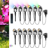 LED RGB Color Gartenlicht 6er Set mit Gartenspieß. 4 x 3 Watt Farbige LED-Licht. Fernbedienung