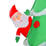 Aufblasbarer Tannenbaum mit Nikolaus und Schneemann, 210 cm mit LED-Beleuchtung. Weihnachten Deko Luftfigur