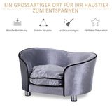 Hundesofa Luxus Haustiersofa Katzensofa mit Kissen Hundebett Hellgrau