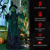 Lebensgroße Hexe 183cm Halloween Dekoration mit LED-Leuchte, Soundfunktion