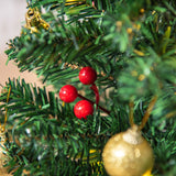 Weihnachtsbaum Christbaum mit Stechpalmenbeeren, Kugeln und LED-Lichtern, 40 cm