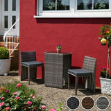 Polyrattan Sitzgruppe 2er Set mit Tisch. Bistrotisch, Bistroset. platzsparend ineinander zu schieben. 3 Farben.