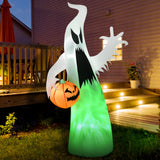 Aufblasbares großes Gespenst Nr. 1 mit Kürbis, 180 cm mit LED-Beleuchtung. Halloween Deko Luftfigur